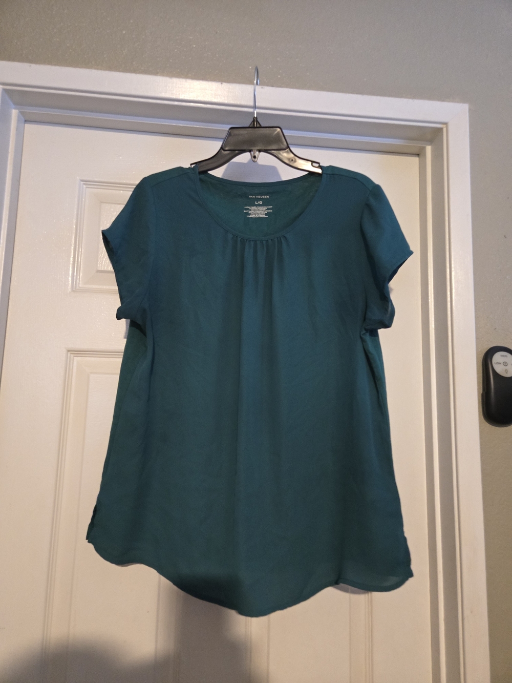 Van Heusen Teal Short Sleeve Scoop Neck Blouse